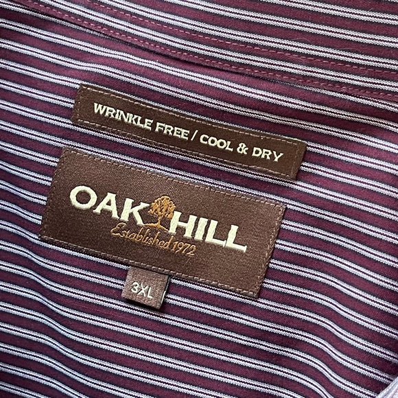Oak Hill Men's Button Down Shirt Size 3XL Maroon & White Pinstripe Wrinkle Free - Picture 7 of 13